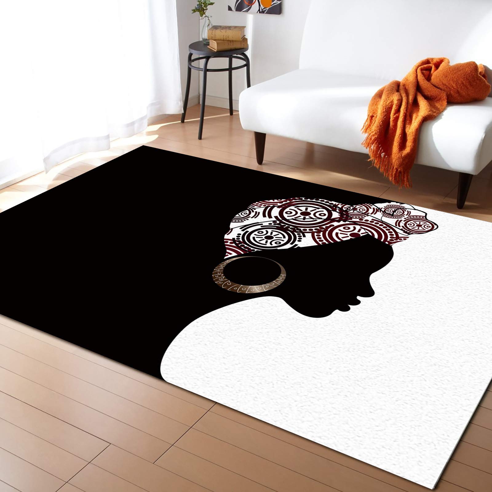 Modern African Abstract Art Area Rug 5'x8' - Washable Indoor Outdoor Carpet for Kitchen, Living Room, Bathroom, Bedroom, Classroom & Laundry | Non-Slip Welcome Doormat & Desk Mat - Perfect for Home Decor, Office Spaces & High Traffic Areas