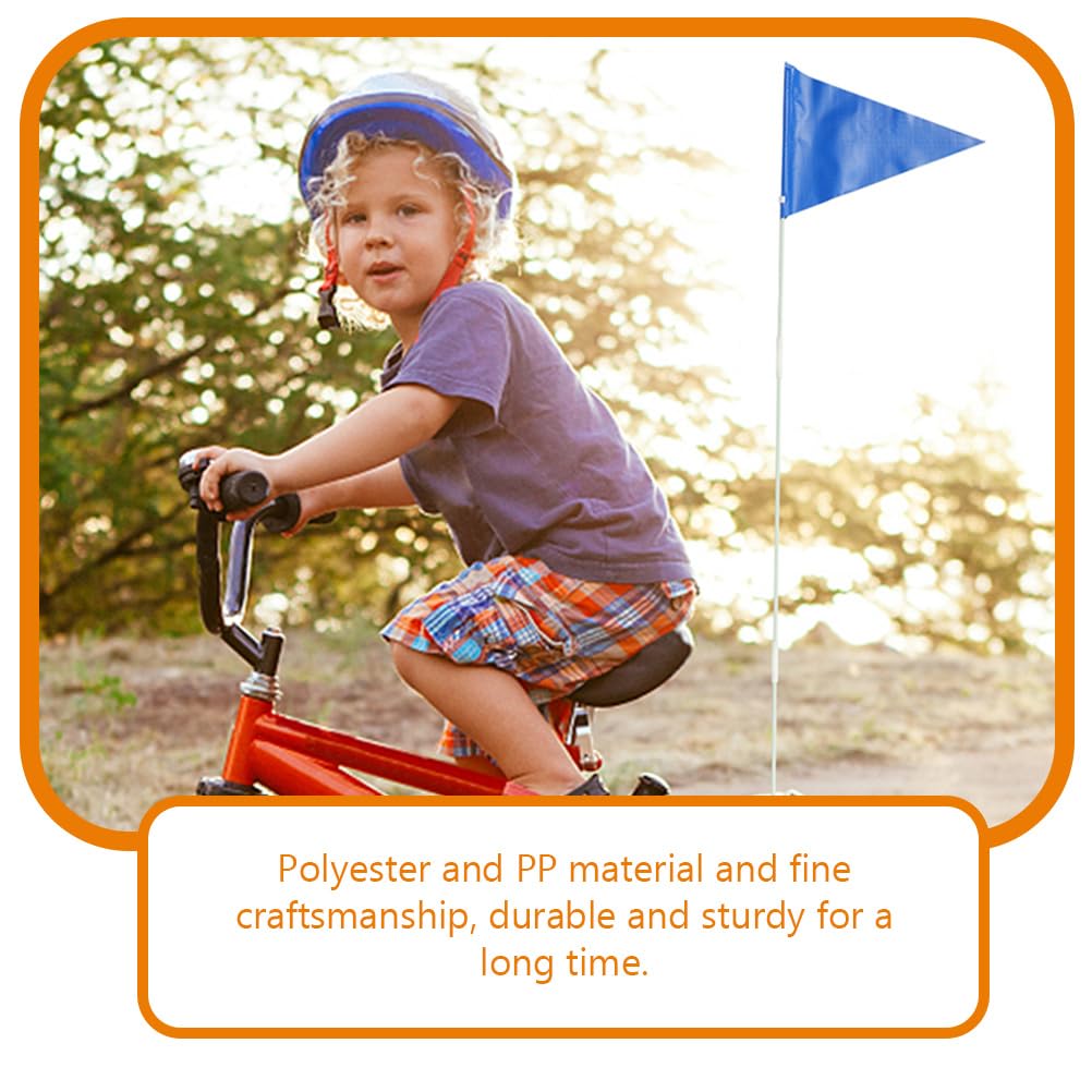 LUOZZY 2 Pack Bike Safety Flags - High Visibility Rear Cycling Warning Flags for Bicycles, Motorcycles & Strollers - Durable Bike Advertising Flags in Blue - Perfect for Road Safety, Group Rides & Outdoor Events