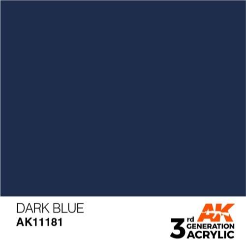 AK Interactive AK11181 Dark Blue Acrylic Paint - 17ml Bottle (3rd Gen) for Model Kits, Miniatures & DIY Crafts - Premium Hobby Paint for Airbrush & Hand Painting