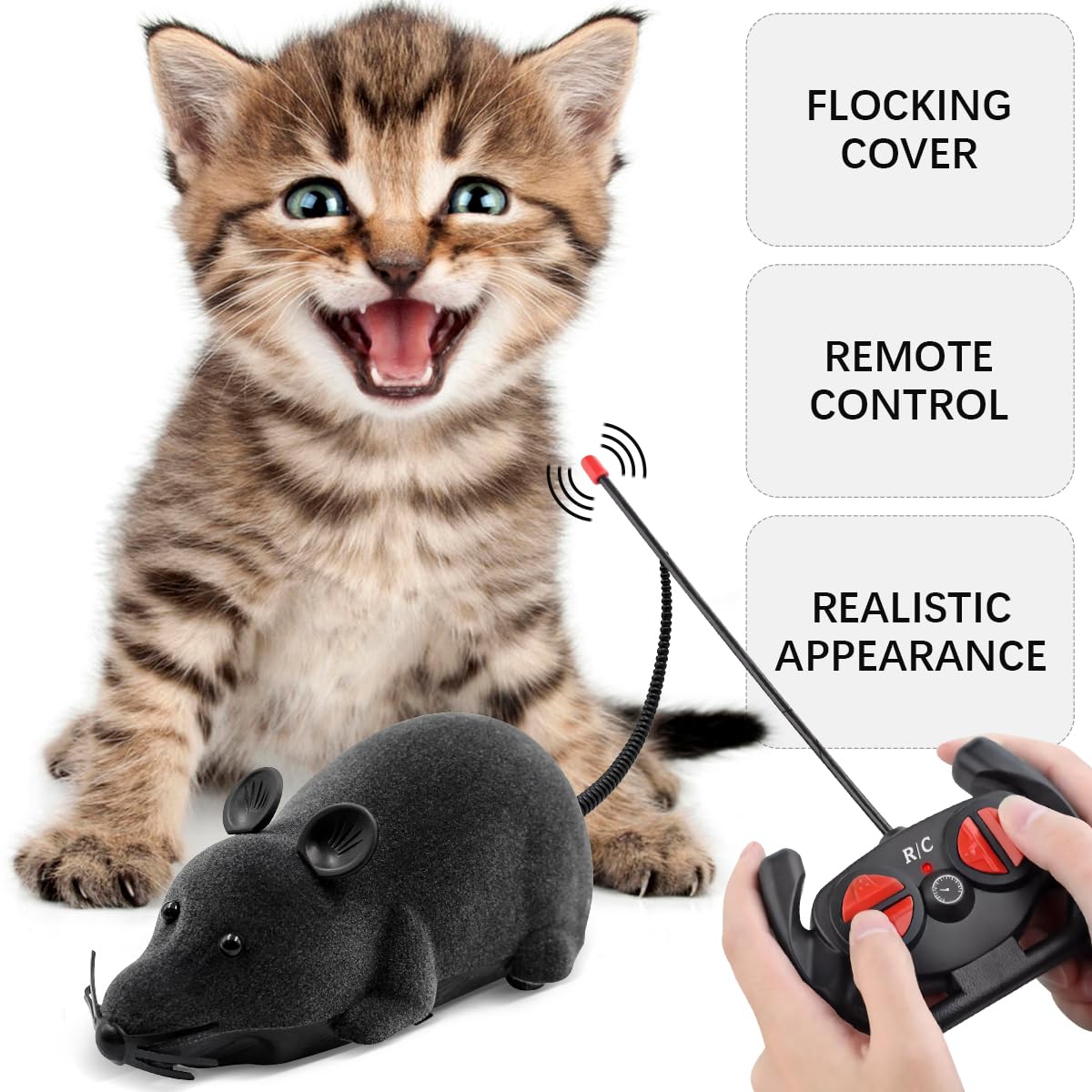 Aerbee Remote Control Rat Toy - Electronic RC Mouse for Cats, Interactive Pet Toy with Realistic Movement & Sound - Funny Wireless Chasing Prank for Pets - Perfect for Playtime, Training & Halloween Pranks