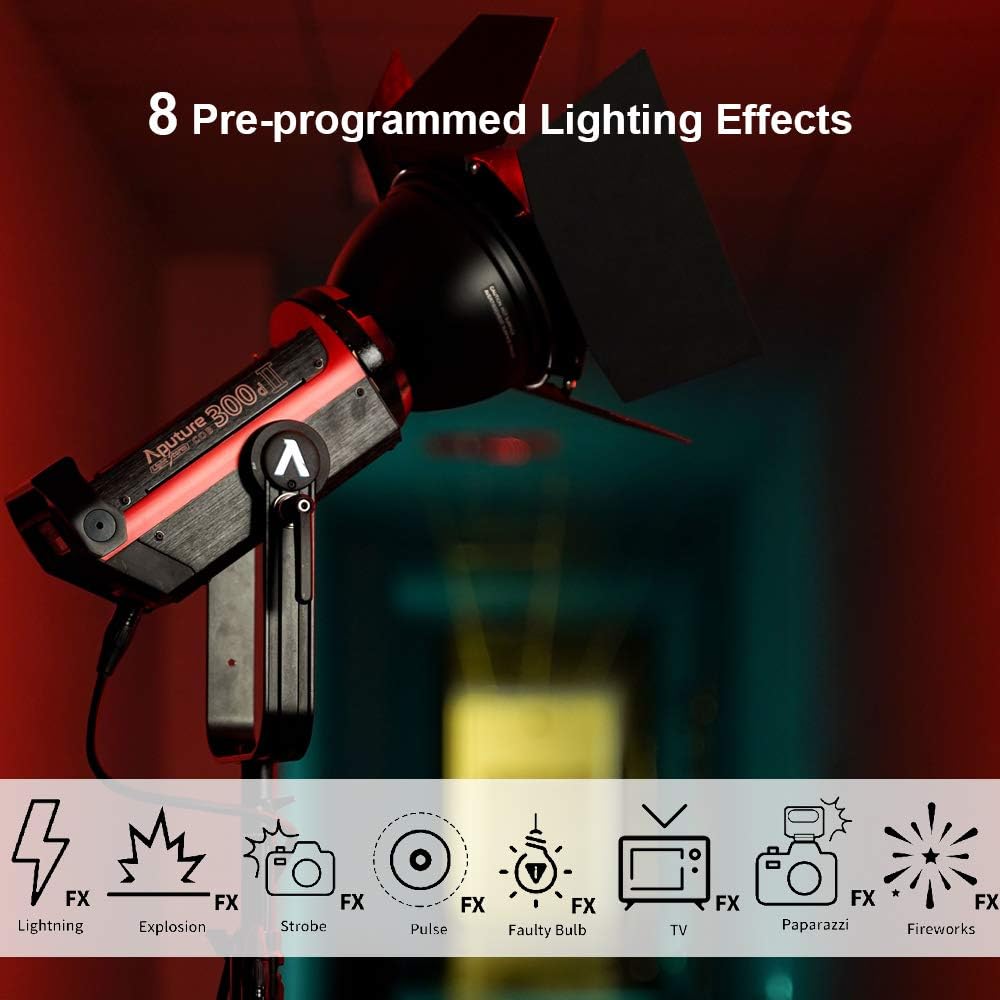 Aputure LS C300D Mark II 350W COB LED Video Light - 55000 Lux Daylight Balanced, CRI97+ TLCI97+, V-Mount Battery, 8 Built-in Effects - Perfect for Film Production, Photography, and Studio Lighting with Sidus Link App & 100m Wireless Control