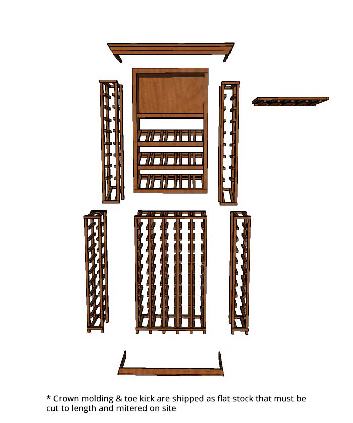 3 Foot Wine Cellar - 126 Bottle Capacity Wine Rack for Home, Restaurant & Bar Storage | Compact Freestanding Wine Cabinet for Basement or Kitchen