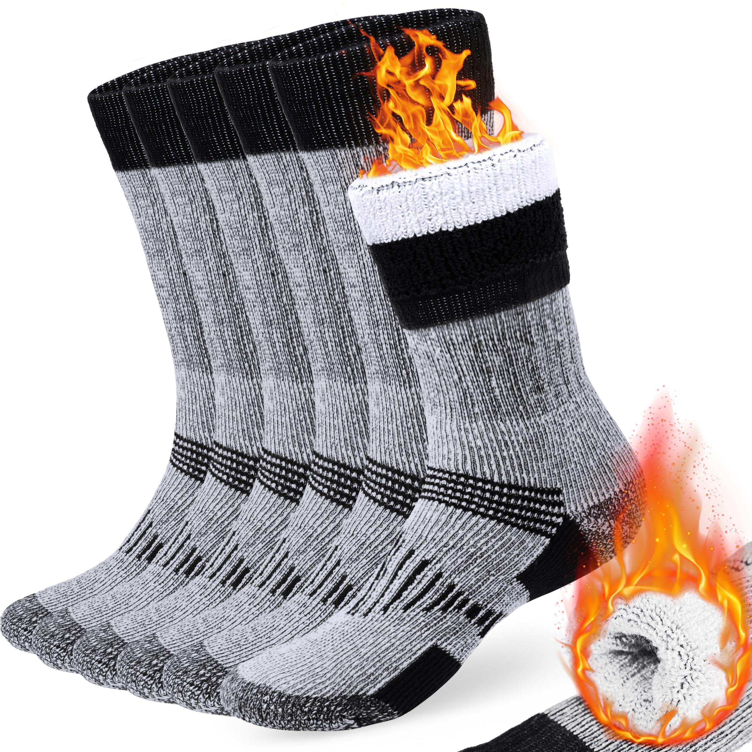 Premium Merino Wool Socks for Men & Women - 3 Pairs Warm Thermal Hiking Boot Socks for Outdoor Adventures, Winter Sports & Daily Comfort