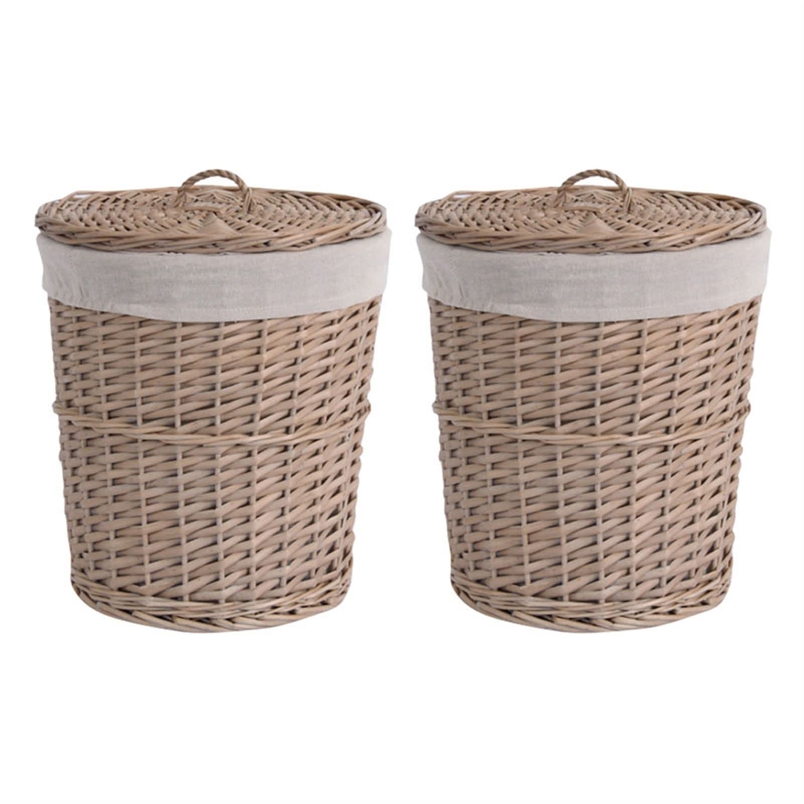 2X Large Wicker Weave Storage Basket with Lid - Handwoven Laundry Hamper for Dirty Clothes, Toys & Home Organization - Perfect for Bedroom, Nursery, Bathroom & Laundry Room Storage