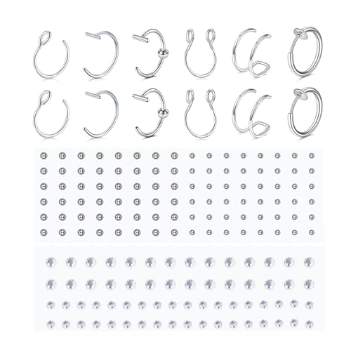 4-balls + rhinestone + hoops- silver