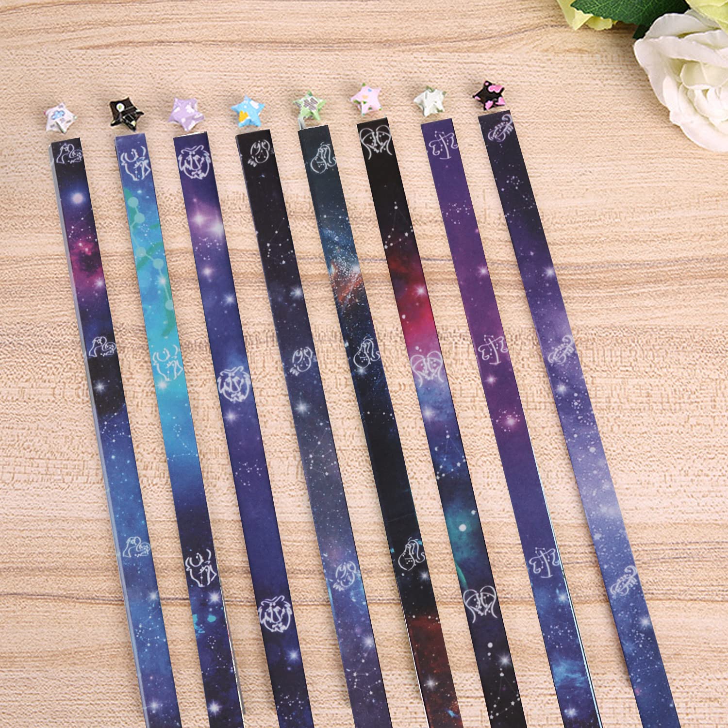 DOITEM 1300 Sheets Origami Star Paper Strips - 24 Beautiful Outer Space Sky Designs for DIY Paper Crafts, Kids Art Projects, Classroom Activities & Home Decor | Perfect for Gift Wrapping, Party Favors & Relaxation Therapy