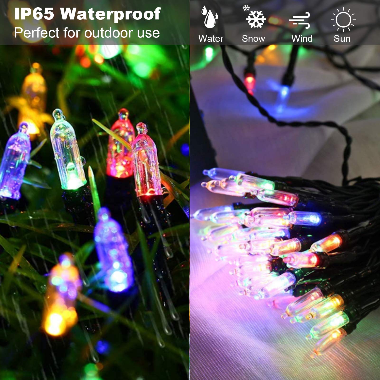 18ft LED String Lights with Remote - Waterproof for Outdoor & Christmas Decor