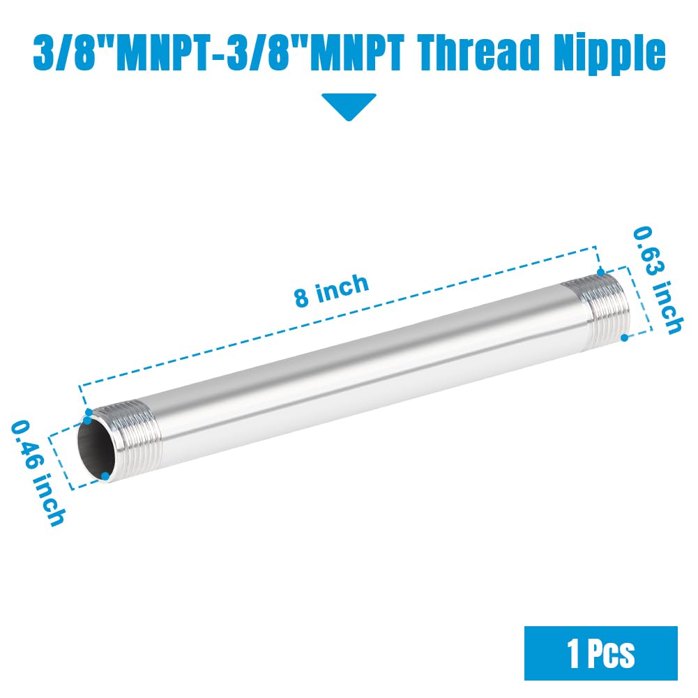 Quickun 304 Stainless Steel Nipple Pipe Fitting - 3/8