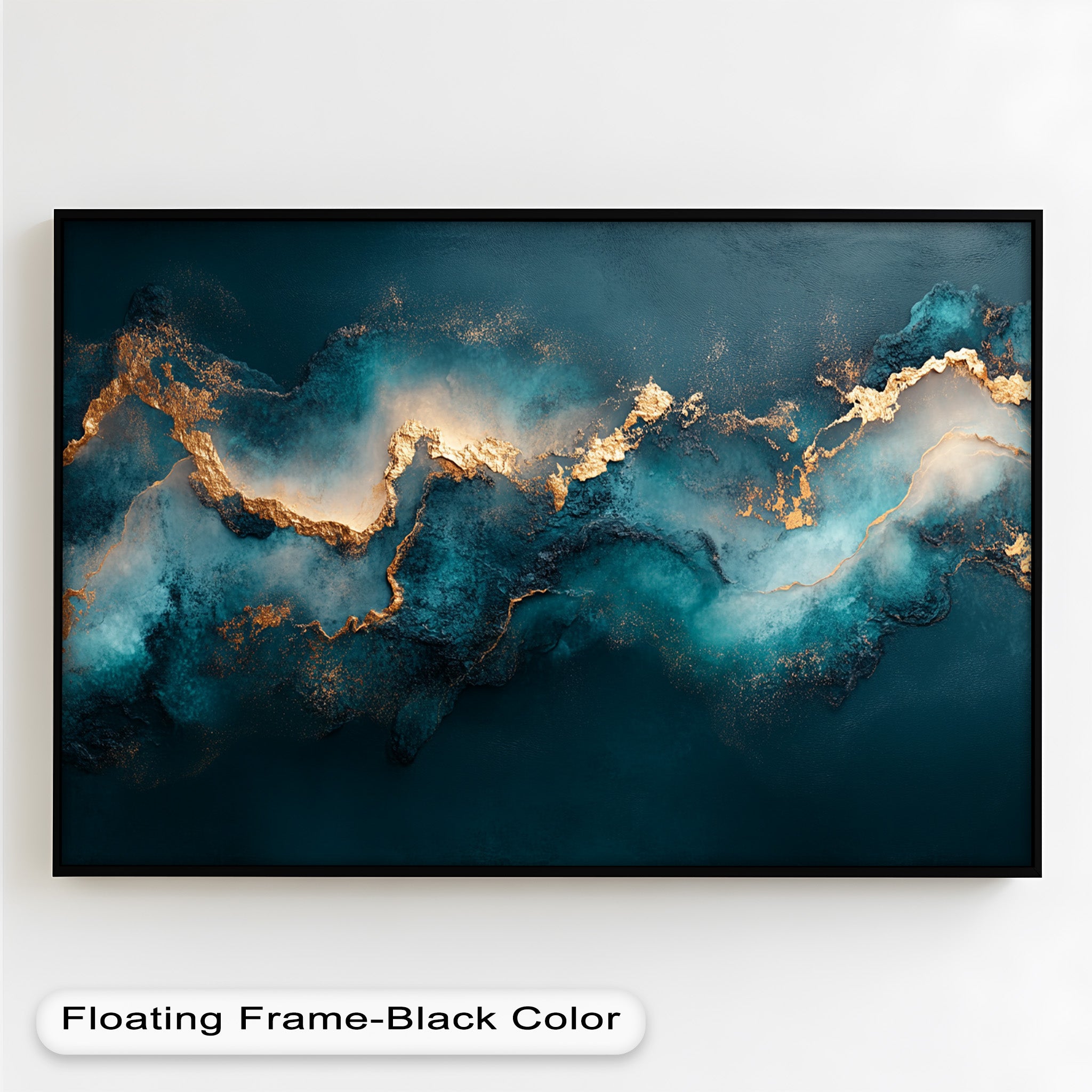 Abstract Blue and Gold Swirls Oil Painting - Modern Luxury Wall Art for Living Room, Bedroom & Office Decor