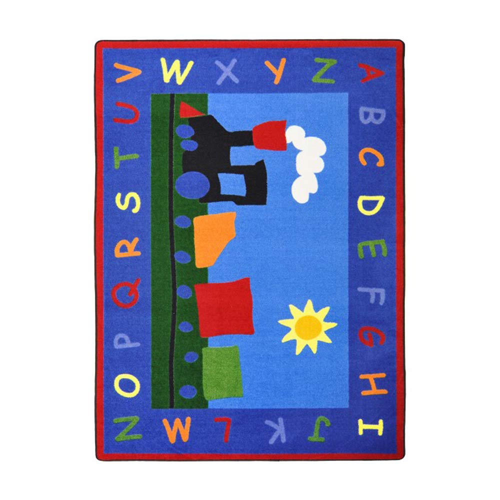 Joy Carpets Kid Essentials Tiny Train Rug for Infants & Toddlers - Colorful Playroom & Nursery Rug 5'4