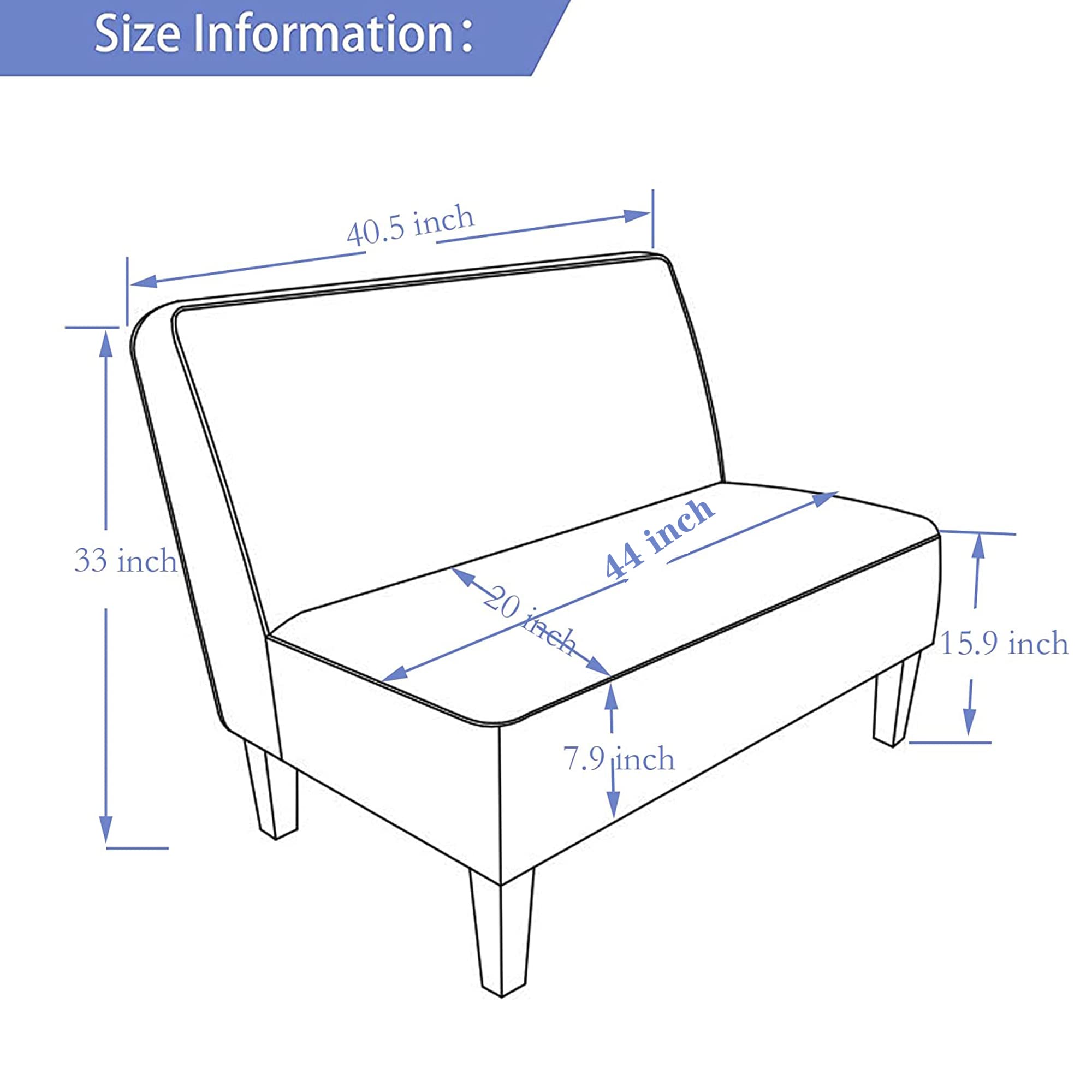 Changjie Furniture Small Loveseat Sofa - Upholstered Mini Couch for Bedroom & Living Room, Compact 2-Seater Loveseat in Blue | Perfect for Small Spaces, Apartments, Dorms & Cozy Reading Nooks