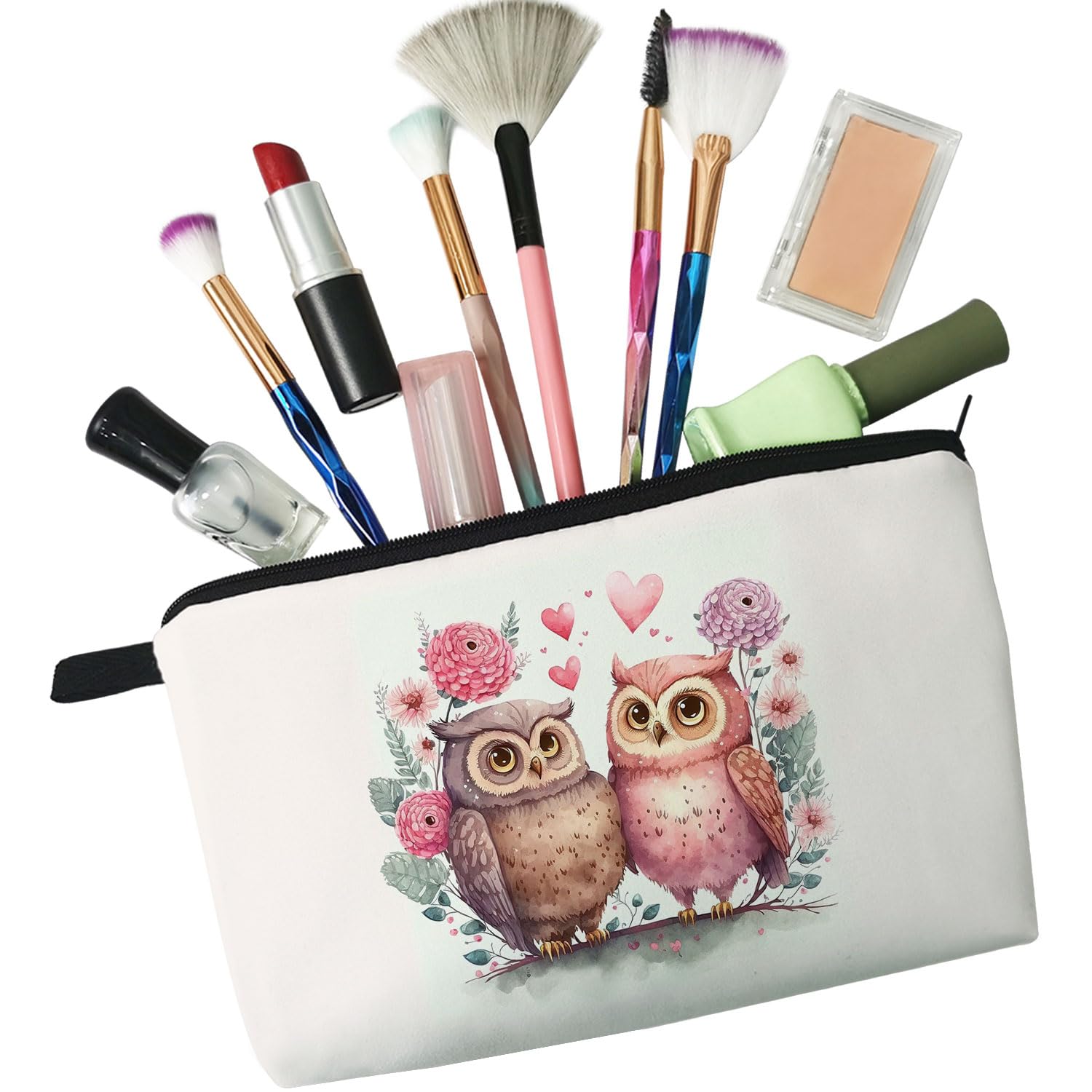 Cute Cartoon Owl Makeup Bag - Small Zippered Cosmetic Organizer Pouch for Women, Toiletry Travel Bag, Birthday & Christmas Gift for Owl Lovers - Perfect for Daily Use, Travel, and Gifting