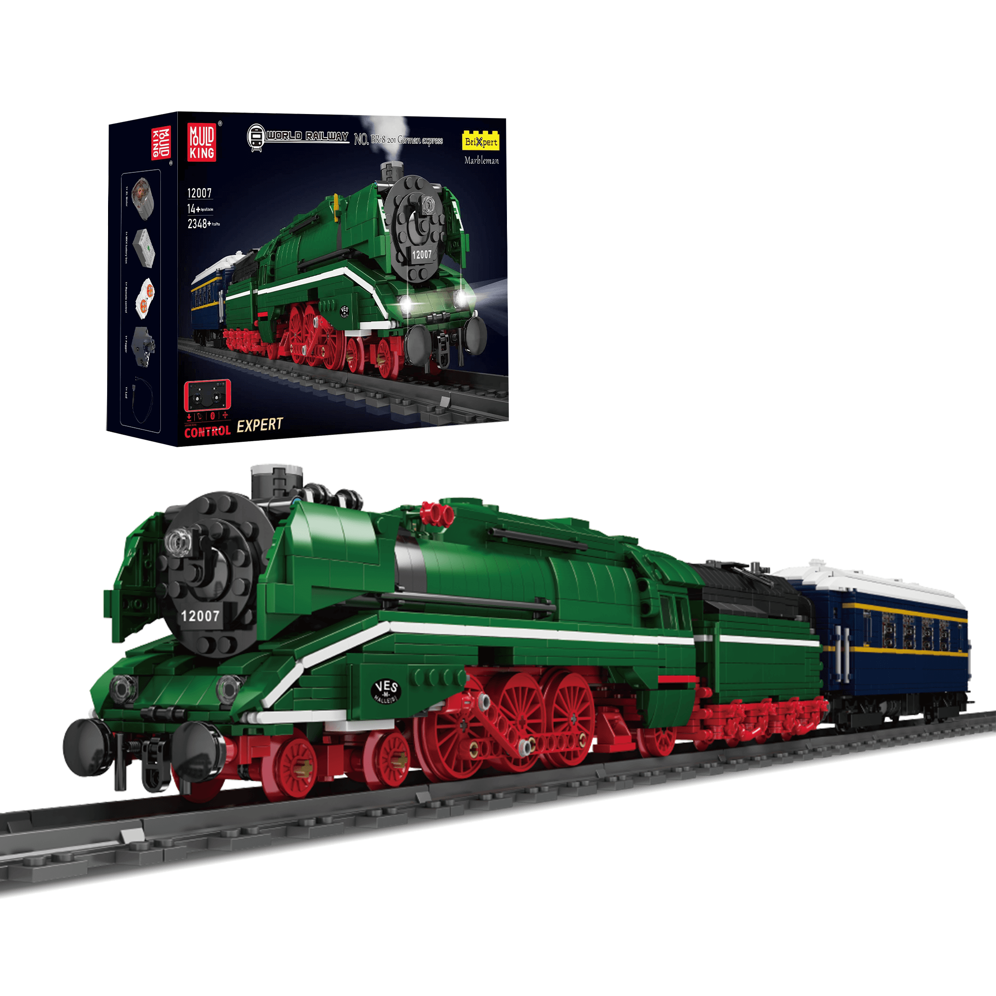MOULD KING 12007 BR18 201 German Express Train Remote Control Building Blocks Set - 2,348 PCS STEM Toy for Adults & Kids | Perfect for Train Enthusiasts, Collectors & Educational Play