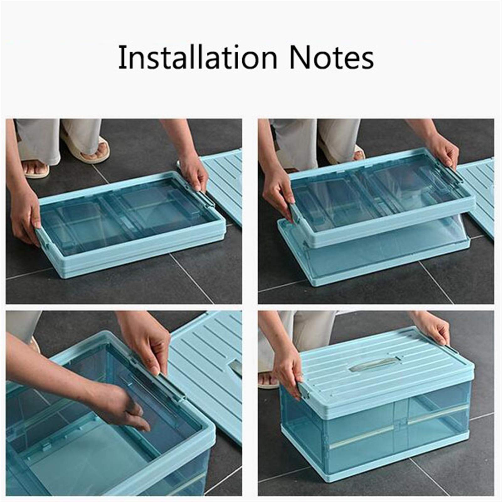 Collapsible Plastic Storage Bins with Lids - Foldable Transparent Organizer Box for Shoes, Clothes, Toys, Books & Groceries (20L, Blue) - Perfect for Closet, Pantry, Garage & Office Organization