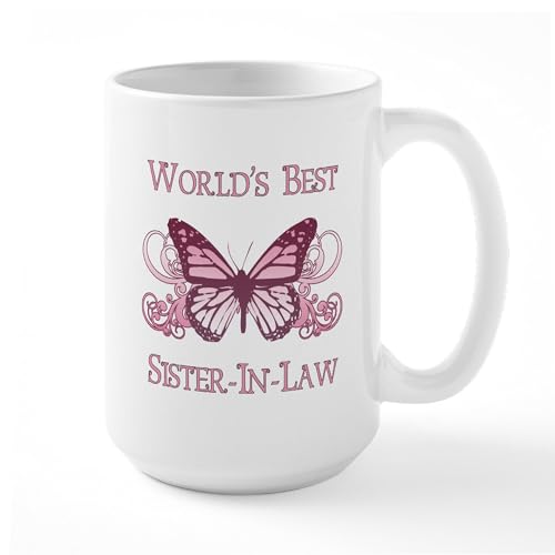White - World's Best Sister In Law (Butterfly) Large Mug