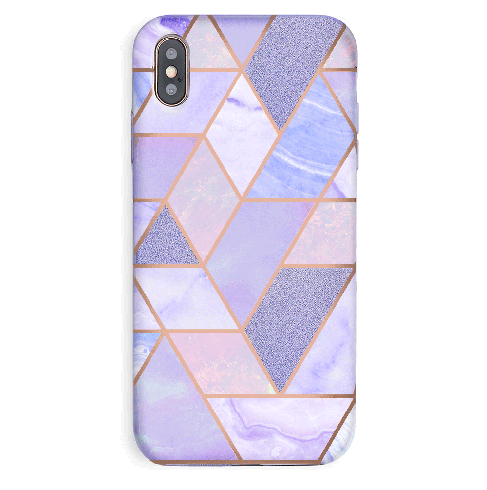 Stylish Purple Geometric Marble iPhone Case - Durable Protective Cover for iPhone 13/14/15 Pro Max - Trendy Aesthetic Phone Case for Women & Men - Perfect for Daily Use, Travel & Gift Giving