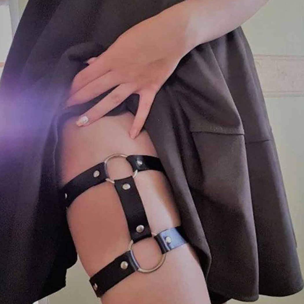 Sexy Punk Body Chain & Leather Leg Harness - Gothic Layered Waist Chain for Women | Perfect for Rave Parties, Nightclubs & Festival Outfits | Edgy BDSM Fashion Accessory