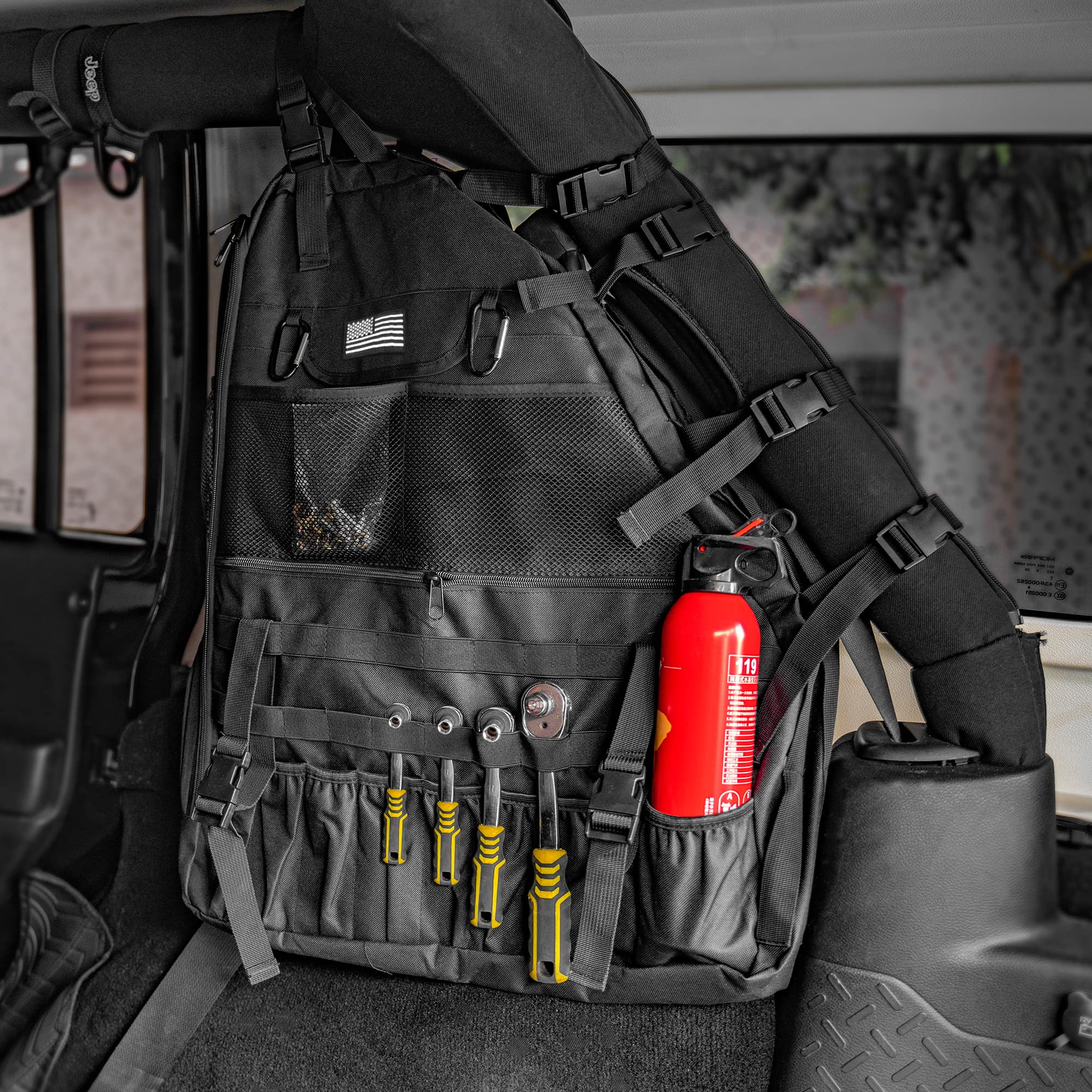 1997-2023 Jeep Wrangler JK TJ LJ & Unlimited JL Roll Bar Storage Bag - Camouflage 4-Door Cargo Organizer with Multiple Pockets | Perfect for Off-Road Adventures & Camping Gear Storage