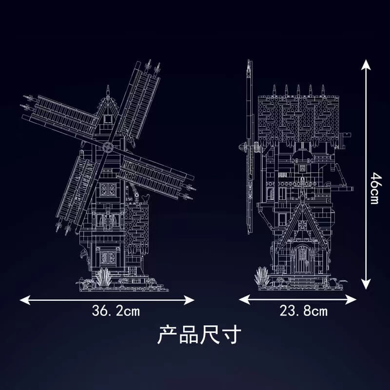 Mould King 10060 Medieval Windmill Building Blocks Set - DIY Castle Windmill Model Kit for Adults & Kids - Perfect for Home Decoration, Gift, and Medieval Theme Display