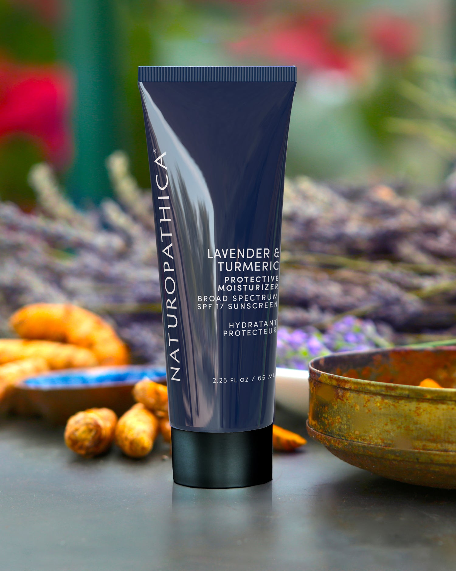 Lavender & Turmeric Protective Moisturizer SPF 17 - Natural Face Sunscreen with Antioxidants for Daily Hydration & UV Protection | Perfect for Dry Skin & Outdoor Activities