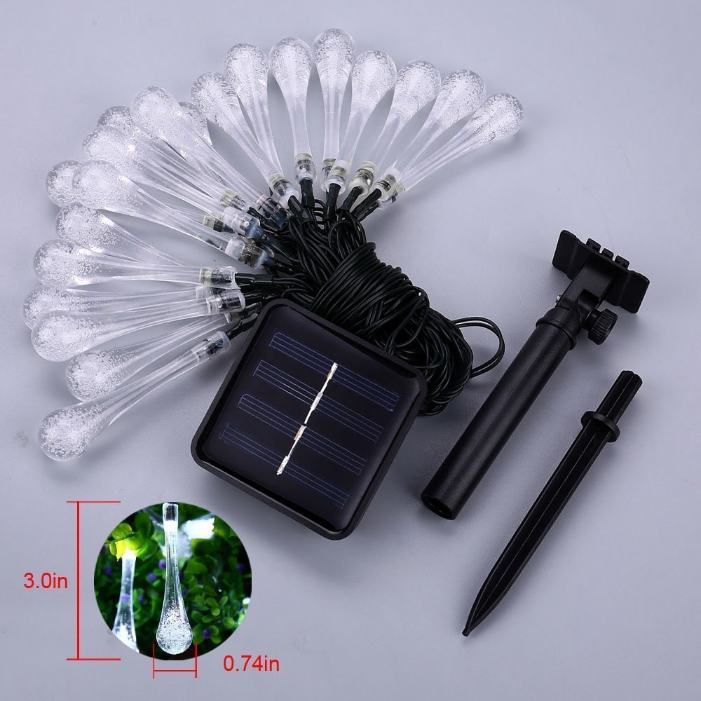 Solar Powered Outdoor String Lights - 20ft Waterproof 30 LED Christmas Fairy Lights with 8 Lighting Modes | Durable Garden Party Decor for Patio, Lawn, Fence, Wedding & Holiday Celebrations (White)