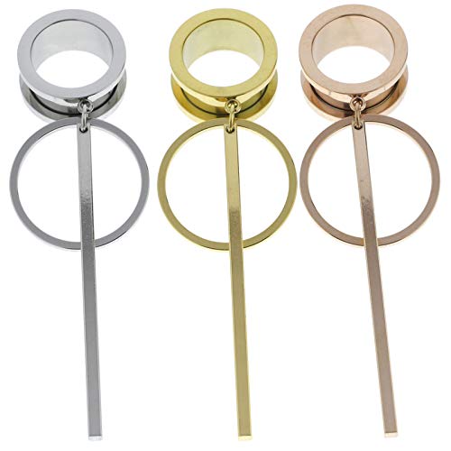 6mm-25mm 316L Surgical Steel Dangle Ear Gauges - Hypoallergenic Piercing Tunnels & Plugs for Stretching - Statement Earrings for Women & Men - Perfect for Parties, Concerts and Alternative Fashion