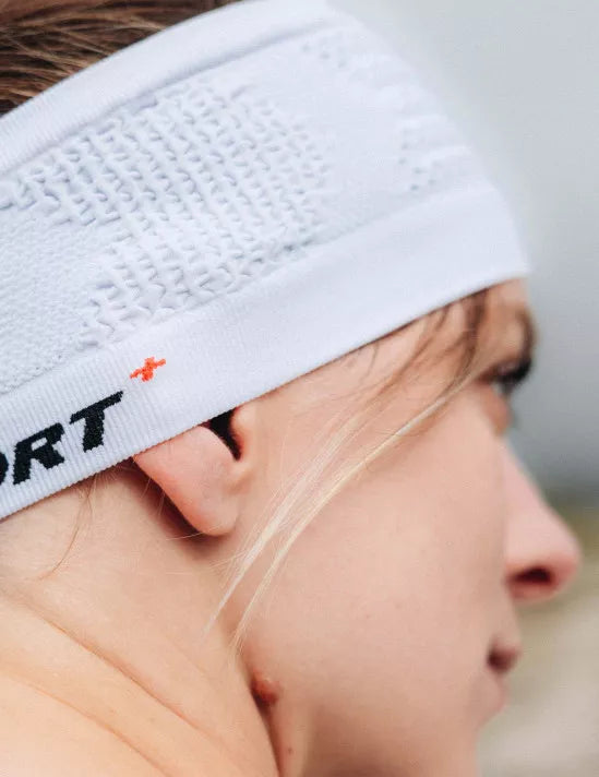 Compressport Unisex Headband On/Off - White | Sweat-Wicking Sports Headband for Running, Cycling & Workouts
