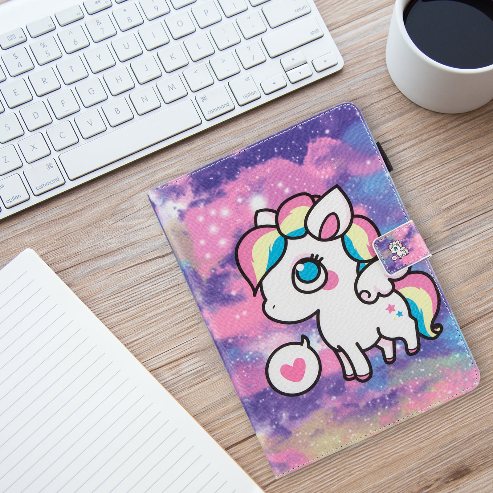 Dteck PU Leather Flip Stand Case for iPad 6th/5th Gen (2018/2017), iPad Air 2 & iPad Air (9.7 Inch) - Cute Unicorn Design Smart Cover with Card Slots | Perfect for Work, School & Travel Protection