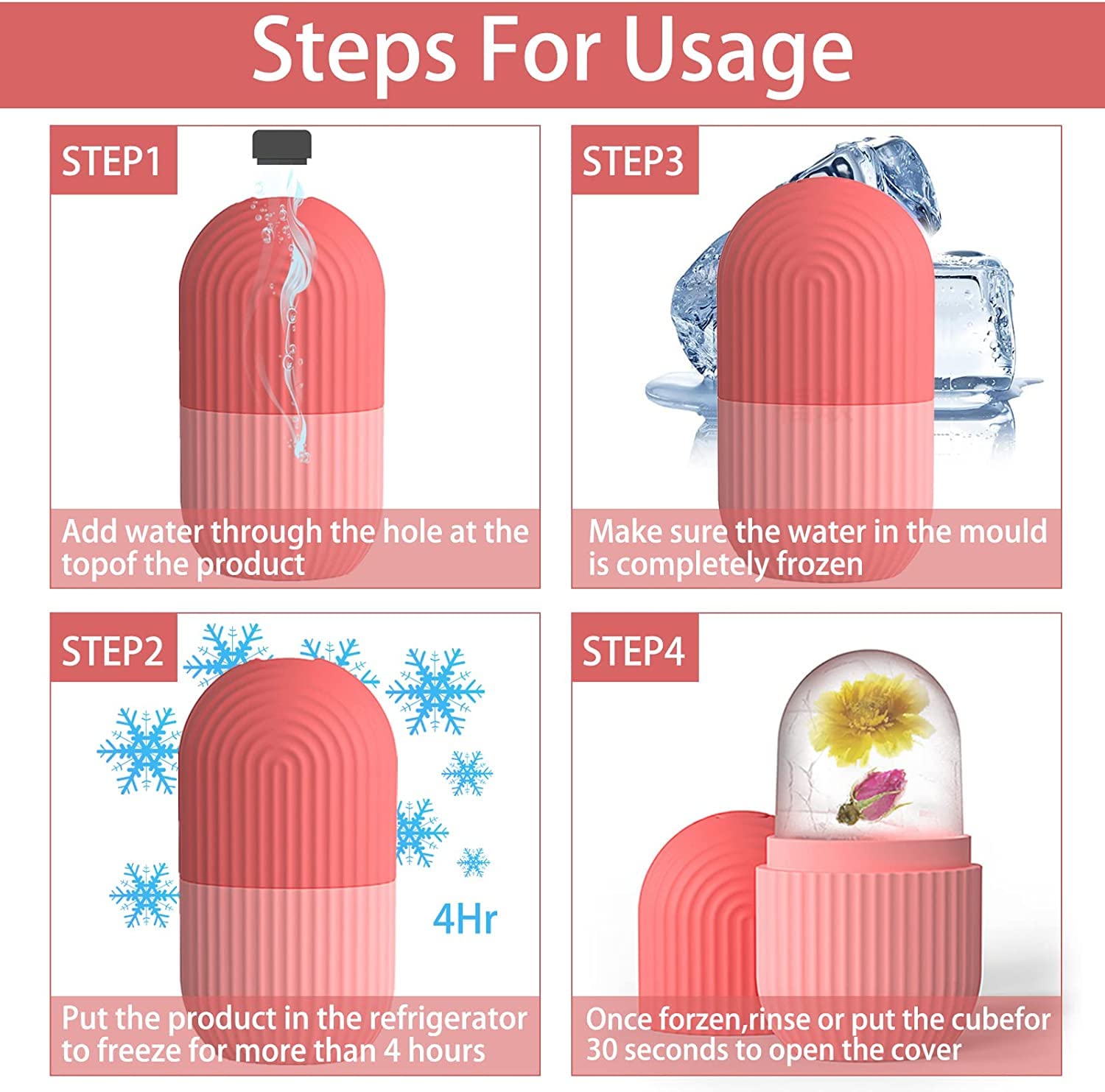 MARMIX Reusable Ice Face Roller for Skin Care - Cooling Facial Massager for Pore Cleansing & Eye Depuffing - Silicone Ice Stick & Ice Mould Beauty Tool - Perfect Gift for Women - Use for Morning Routine, Post-Workout Recovery & Spa Treatments