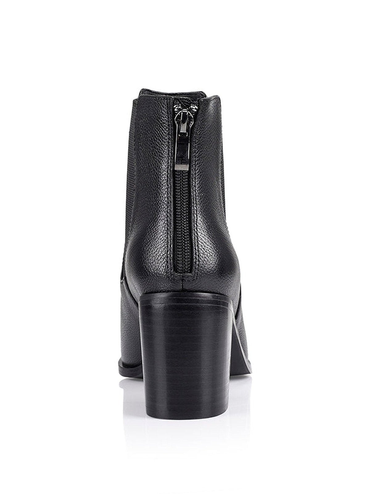 Laurah Chelsea Ankle Boots - Women's Black Leather Mid Calf Boots for Fall & Winter | Comfortable Slip-On Style for Work, Casual Outfits and Date Night