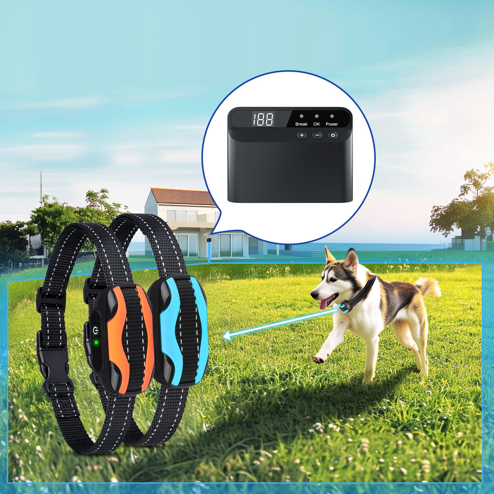 **PcEoTllar Electric Dog Fence System - Rechargeable & Waterproof Wireless Pet Containment with 656Ft Boundary for Underground/Aboveground Use - Perfect for Large Yards & Training Stubborn Dogs**