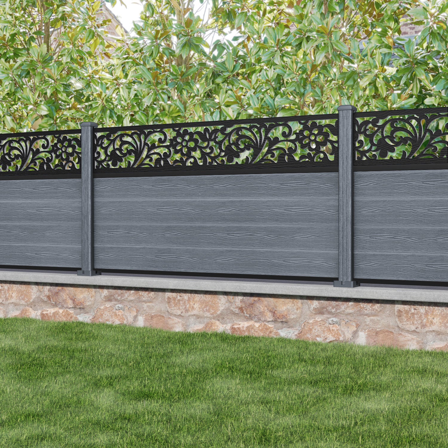 Classic Eden Fence Panel - Anthracite Composite Fencing with Durable Posts | Perfect for Backyard Privacy, Garden Borders & Outdoor Decoration