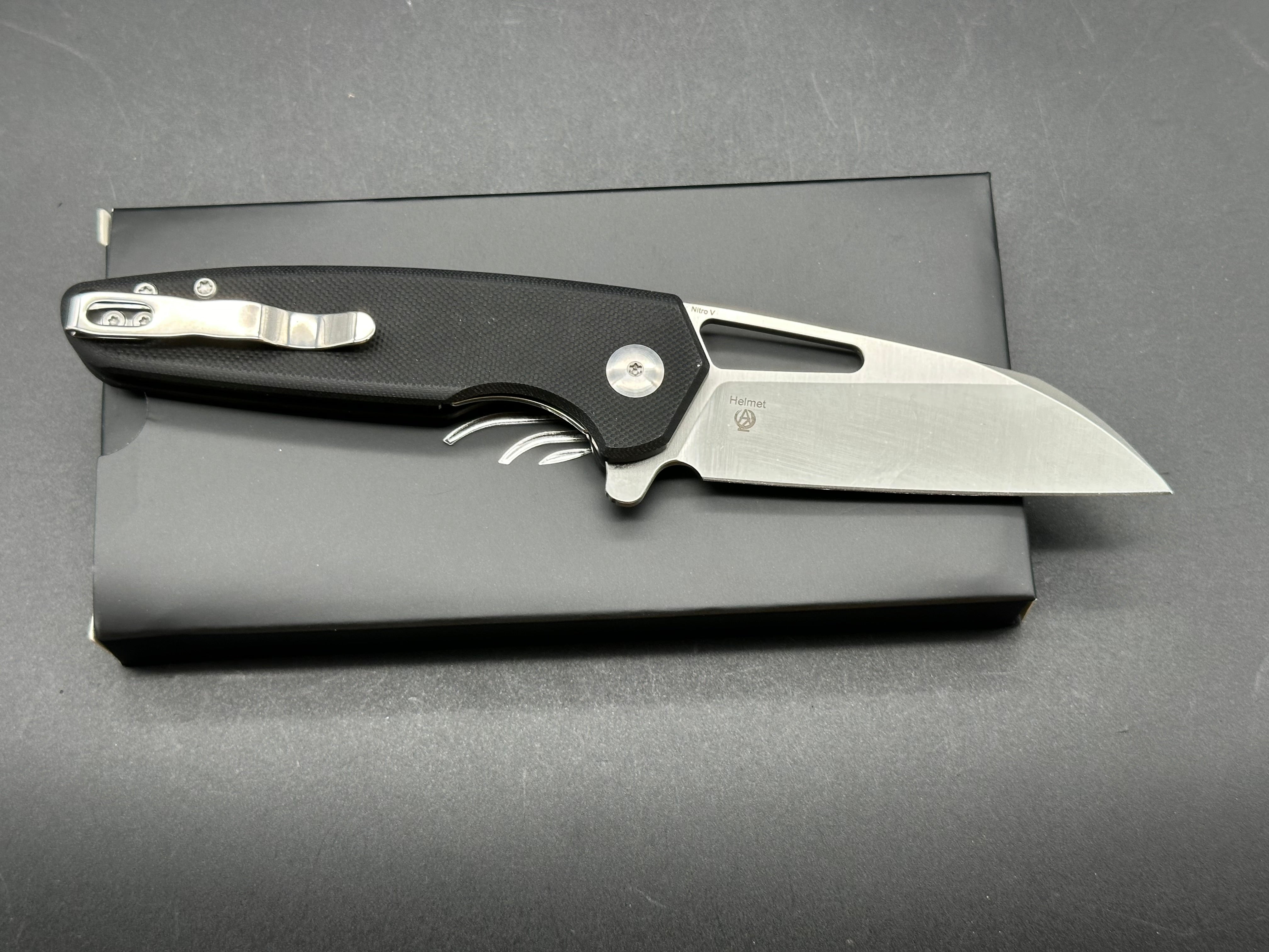 Kizer Knives Helmet Nitro V Folding Pocket Knife - Black G10 Handle, EDC Tactical Knife for Camping, Hiking & Outdoor Survival