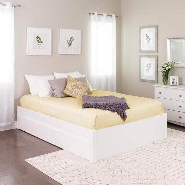 Select 4 Post Platform Bed with 2 Drawers - Queen/King Size, Multiple Finish Options | Modern Bedroom Furniture for Master Suite or Guest Room