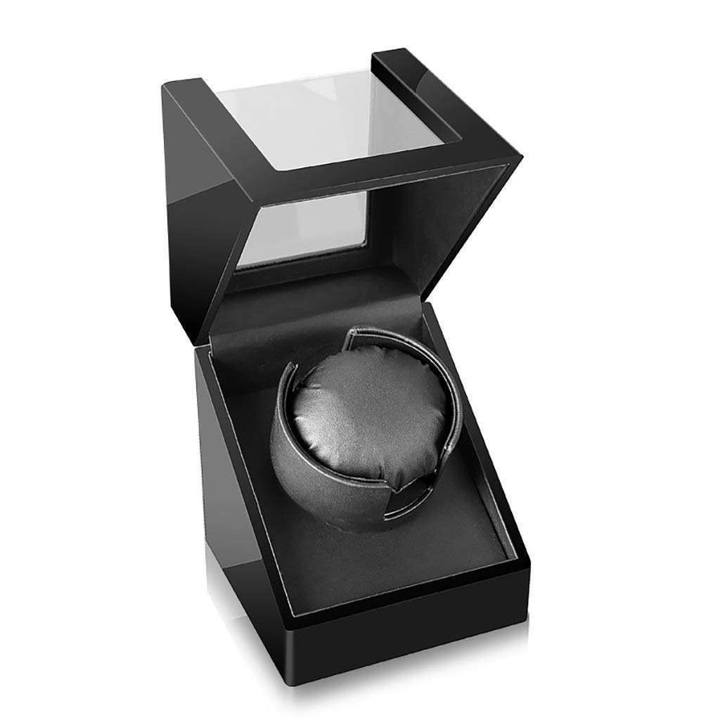 Premium Automatic Single Watch Winder - 100% Handmade Wood Grain & Leather Display Case for Automatic Watches | Perfect for Watch Collectors, Travel & Nightstand Storage | Elegant Coffee Flannel & Black Leather Options
