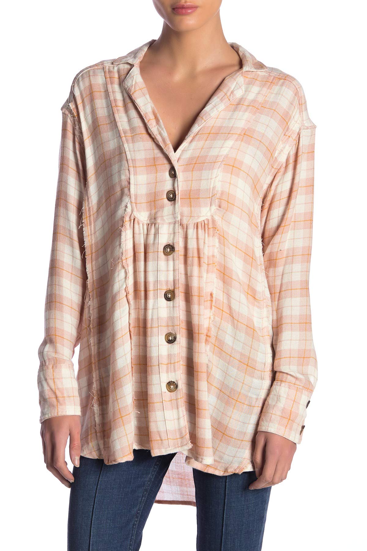 Free Women's All About The Feels Button Up Shirt - Soft Flowy Blouse for Casual Wear, Office & Date Night Outfits