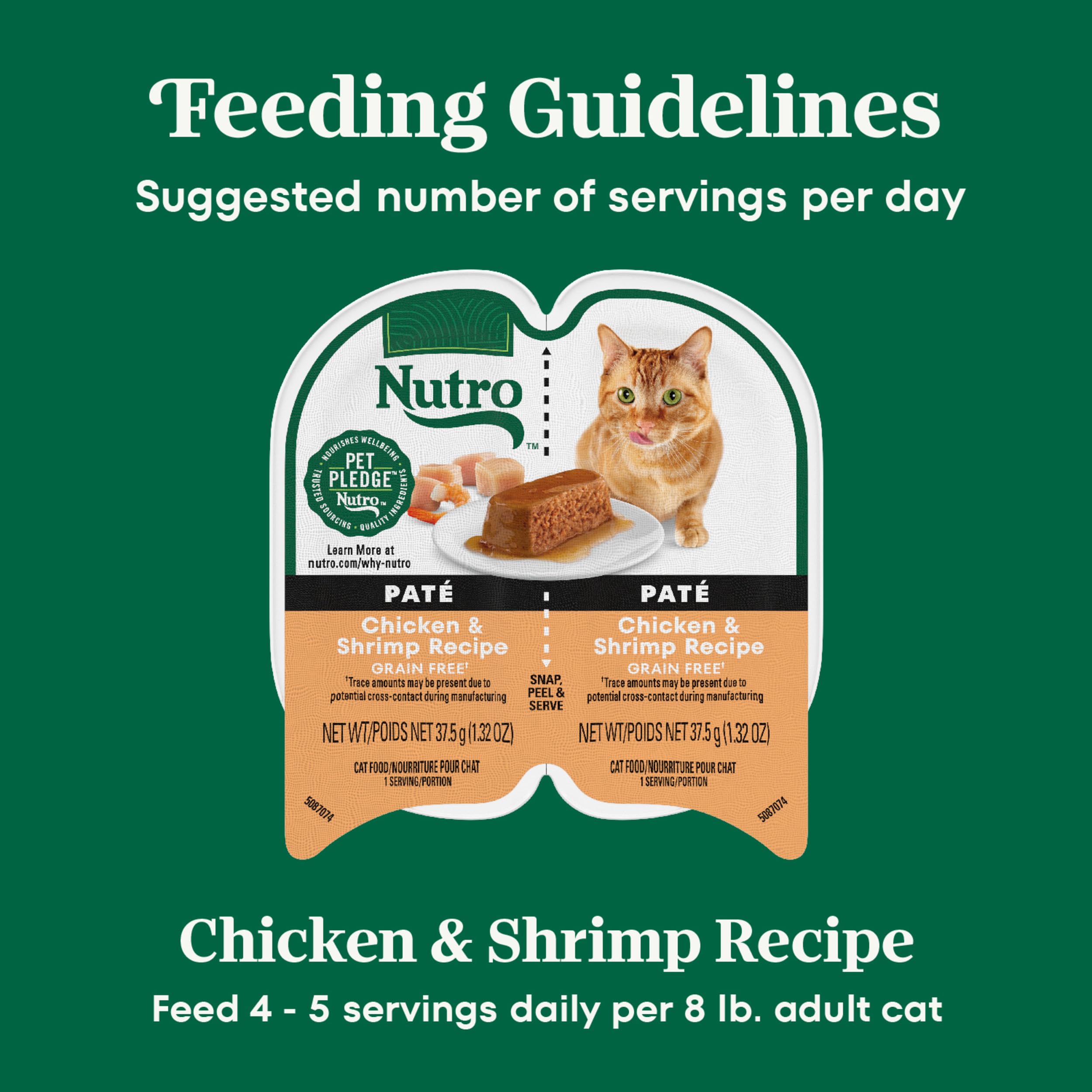 Nutro Perfect Portions Wet Cat Food Paté - Chicken & Shrimp Recipe, 2.64 oz Twin-Pack Trays (24 Count) - Grain Free, High Protein Cat Food for Adult Cats - Perfect for Mealtime, Travel & Senior Cats with Sensitive Stomachs