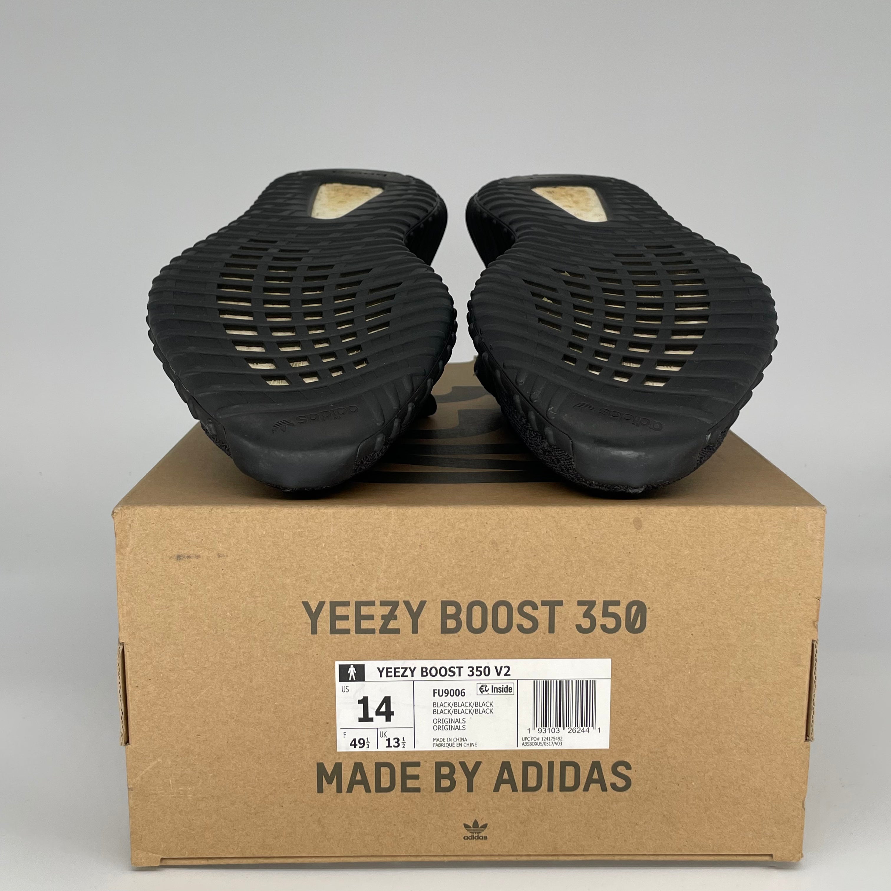 Adidas Yeezy Boost 350 V2 Black Non-Reflective Men's Running Shoes Size 14 (FU9006) - Perfect for Casual Wear, Gym Workouts & Street Fashion