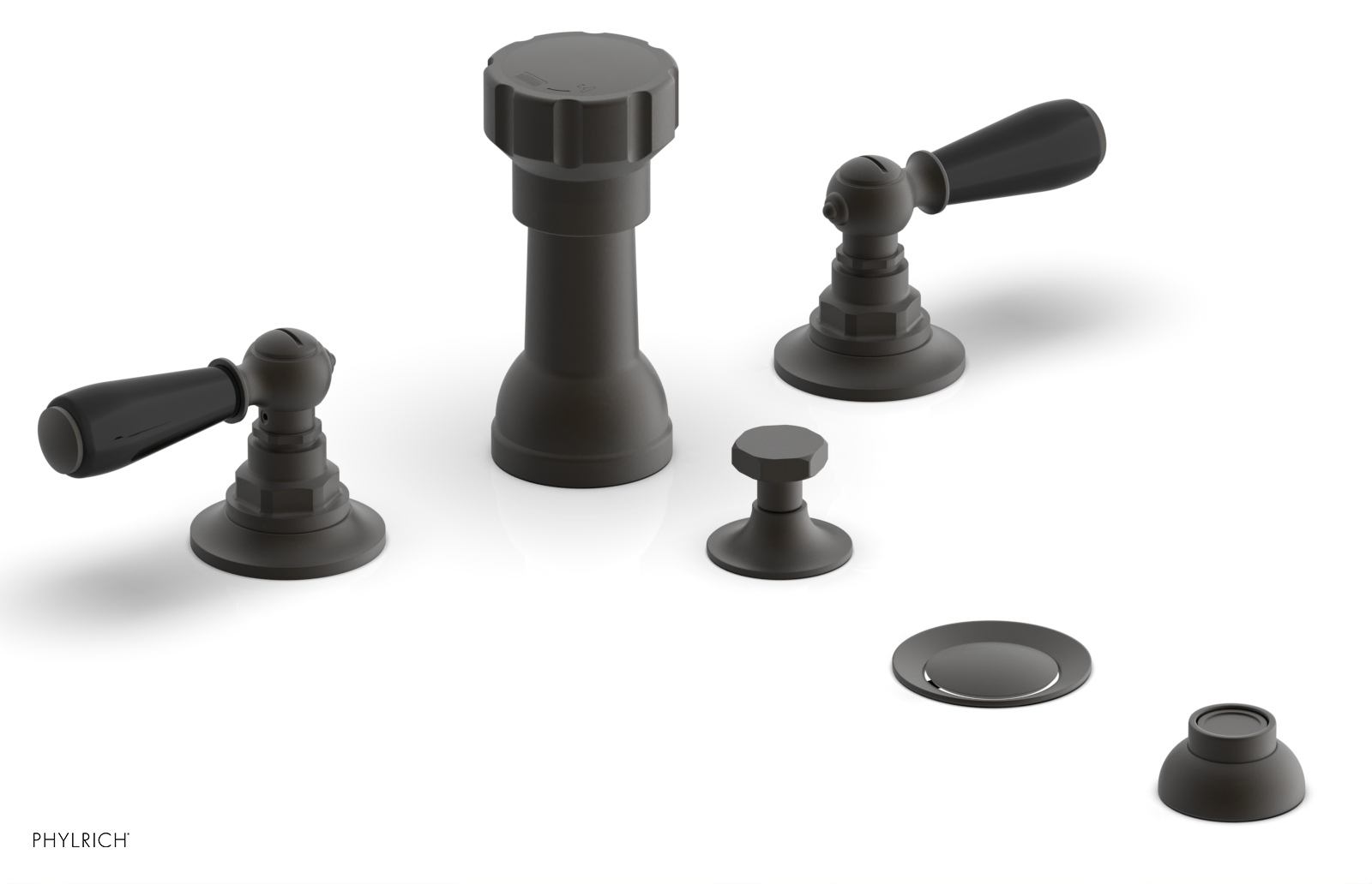 Jamestown 4-Hole Bidet Faucet Set with Lever Handles & Black Accents - Model 165 61 - Perfect for Modern Bathroom Upgrades & Water Conservation