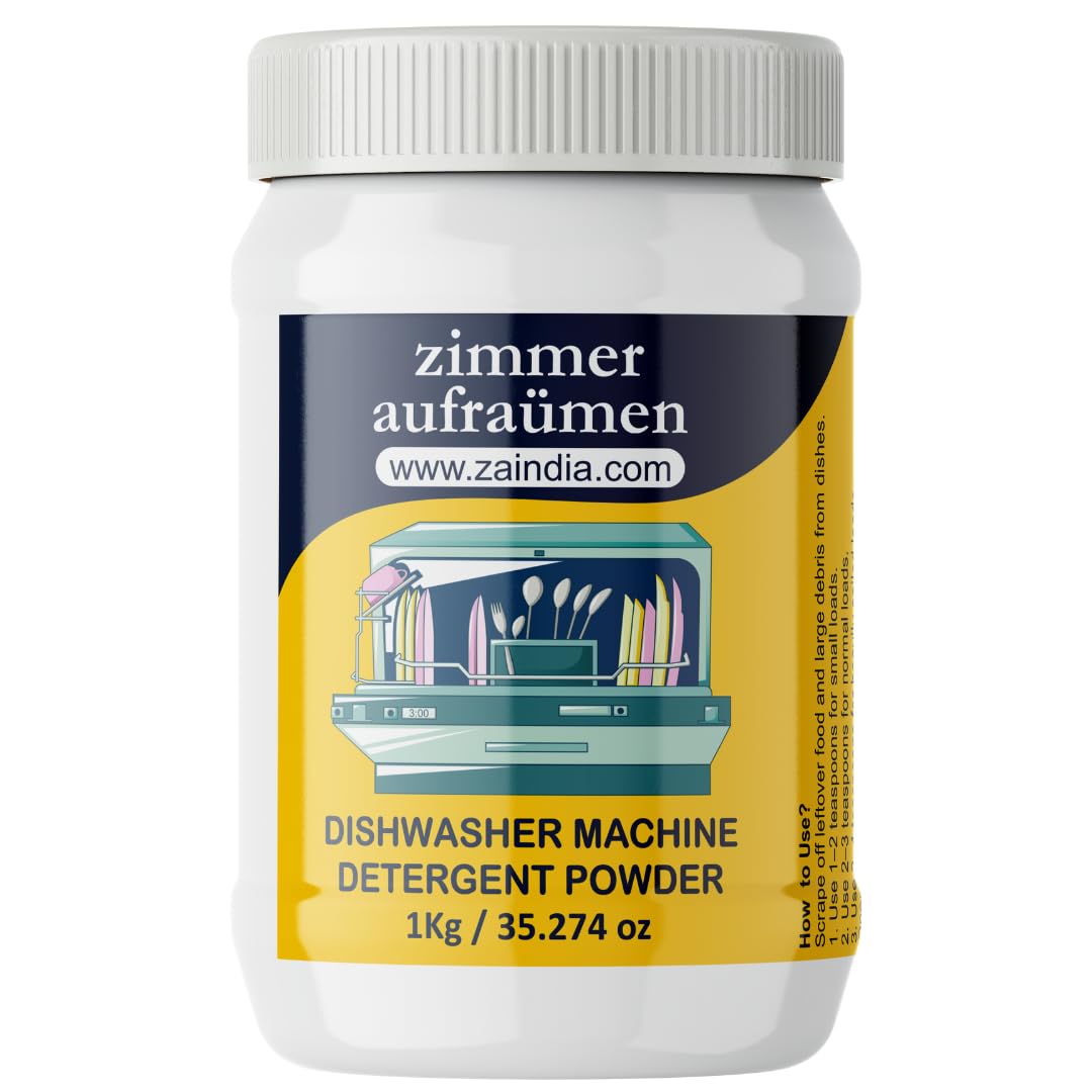 Zimmer Aufraumen Dishwasher Detergent Powder - 1 Kg | Universal Formula for All Dishwasher Brands | Deep Cleaning & Stain Removal for Sparkling Dishes