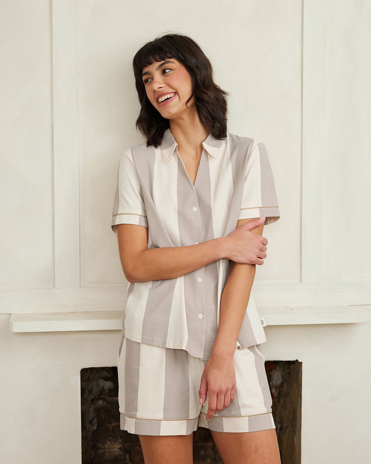 Organic Cotton Striped Short Pajama Set for Women - Soft & Breathable Sleepwear - Perfect for Summer Nights & Lounge Wear