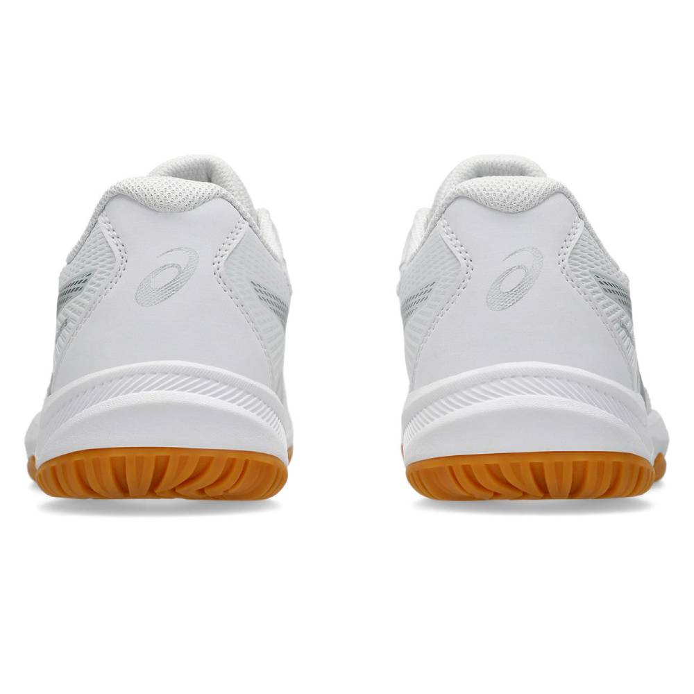 ASICS Upcourt 6 Women's Indoor Court Shoes - White/Pure Silver - Volleyball, Badminton & Squash Shoes for Women - Lightweight & Non-Marking Soles for Gym & Indoor Sports
