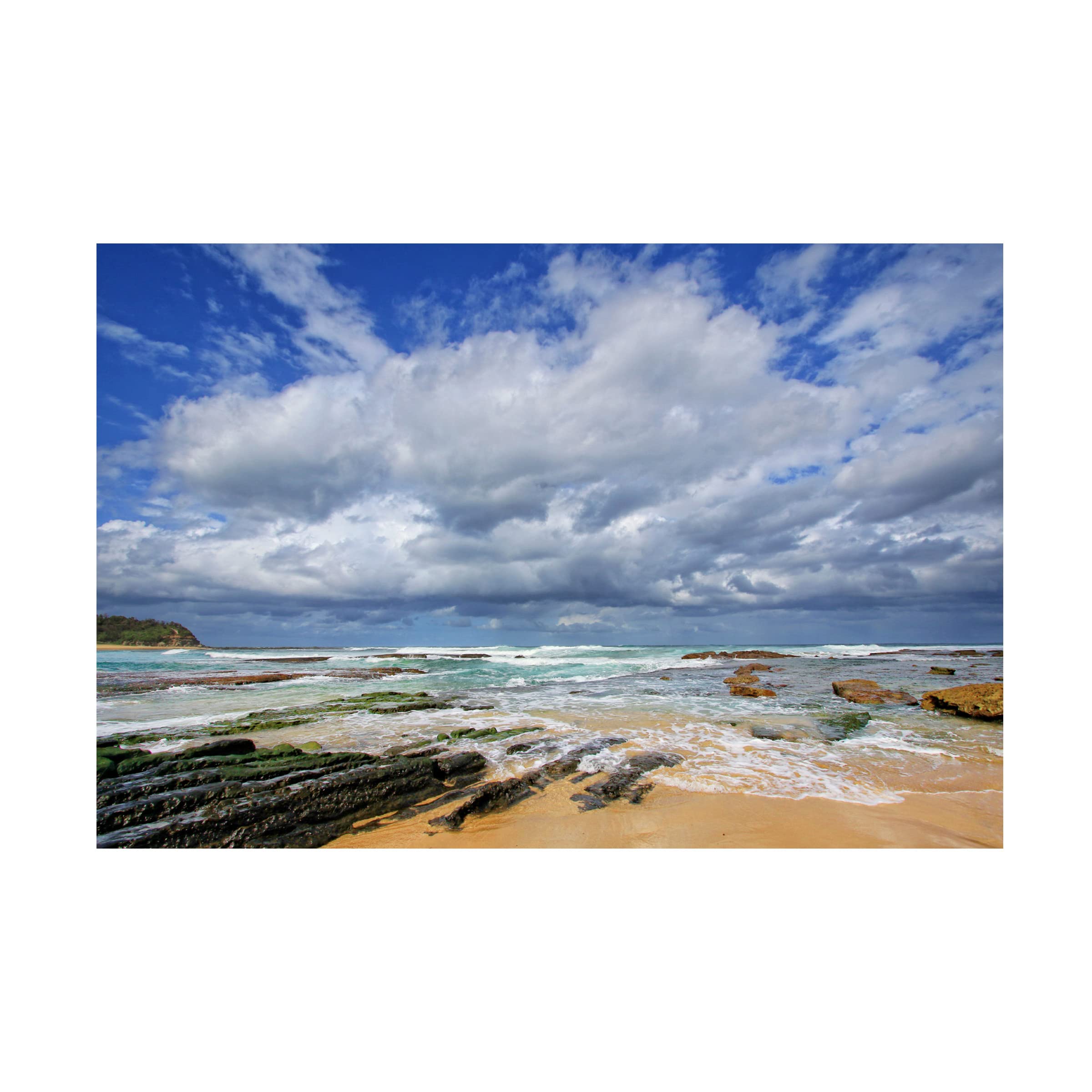 Trademark Fine Art 'Bateau Bay Beach' Canvas Wall Art Print by Beata Czyzowska Young | Coastal Beach Decor for Living Room, Bedroom & Office | Modern Seascape Painting for Home & Office Decoration