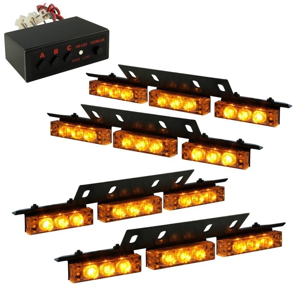 36 LED Amber Emergency Strobe Light for Vehicle Front Grille - High Visibility Warning Light for Trucks, Police Cars & Emergency Vehicles - Perfect for Roadside Safety & Nighttime Visibility