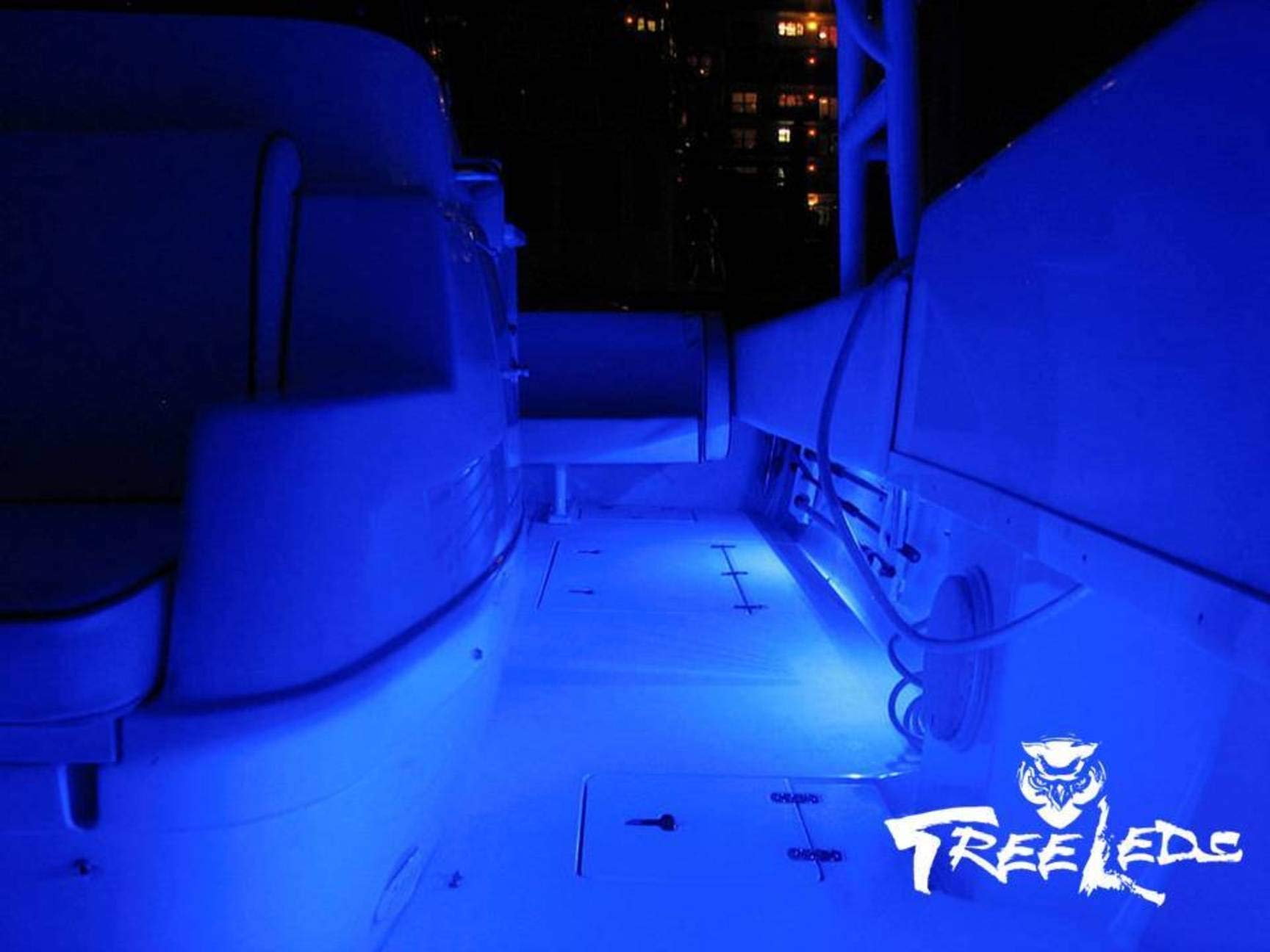 12V Marine LED Strip Lights for Boats - Blue Lens Waterproof Deck Lighting (Pack of 2) - Perfect for Cabin, Cockpit & Night Navigation