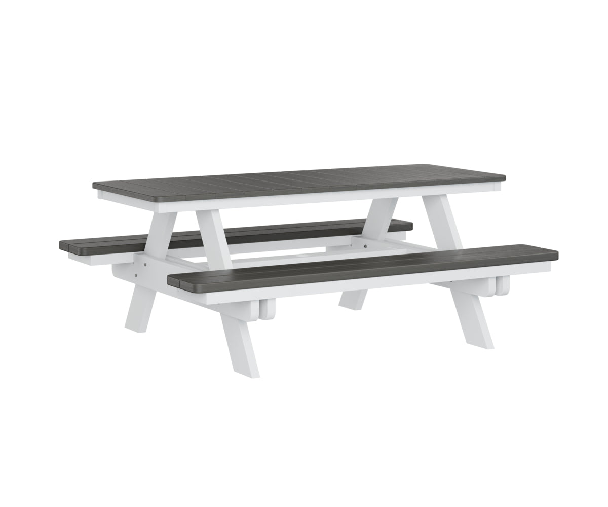 Berlin Gardens Rectangular Picnic Table - Outdoor Dining Set for Patio, Backyard, and Park - Heavy Duty Weather-Resistant Wooden Picnic Bench with Umbrella Hole