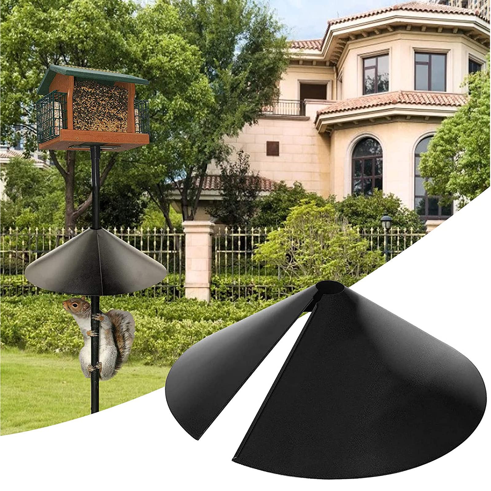 14-Inch Wrap Around Squirrel Baffle for Bird Feeder Pole - Durable Squirrel Guard to Protect Hanging Bird Feeders - Perfect for Outdoor Gardens, Backyards & Bird Watching Areas