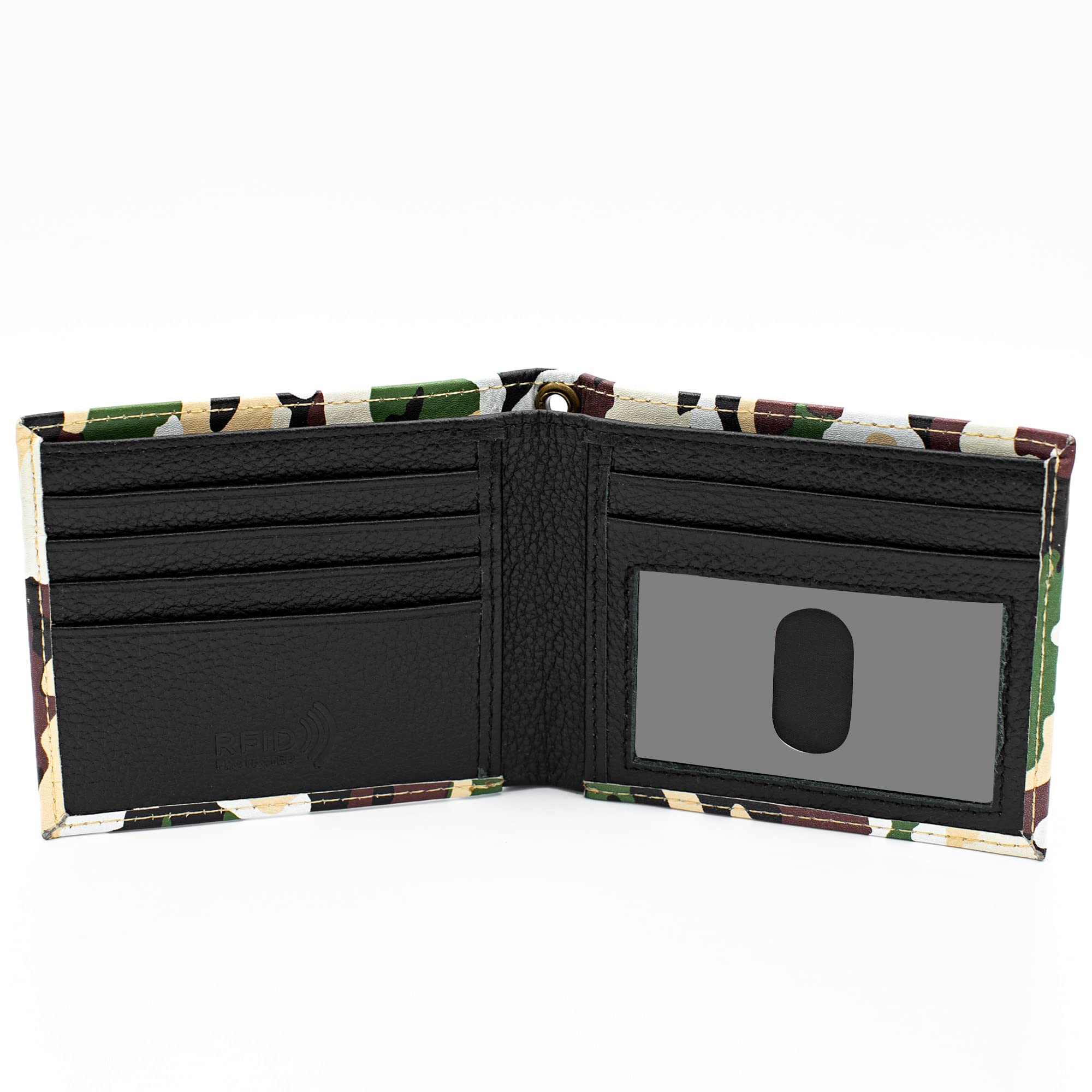 JT Camouflage Leather Men's RFID Blocking Bifold Wallet - Slim Minimalist Front Pocket Wallet for Men - Stylish & Thin Gift for Him (Camo) - Perfect for Travel, Everyday Carry & Outdoor Adventures