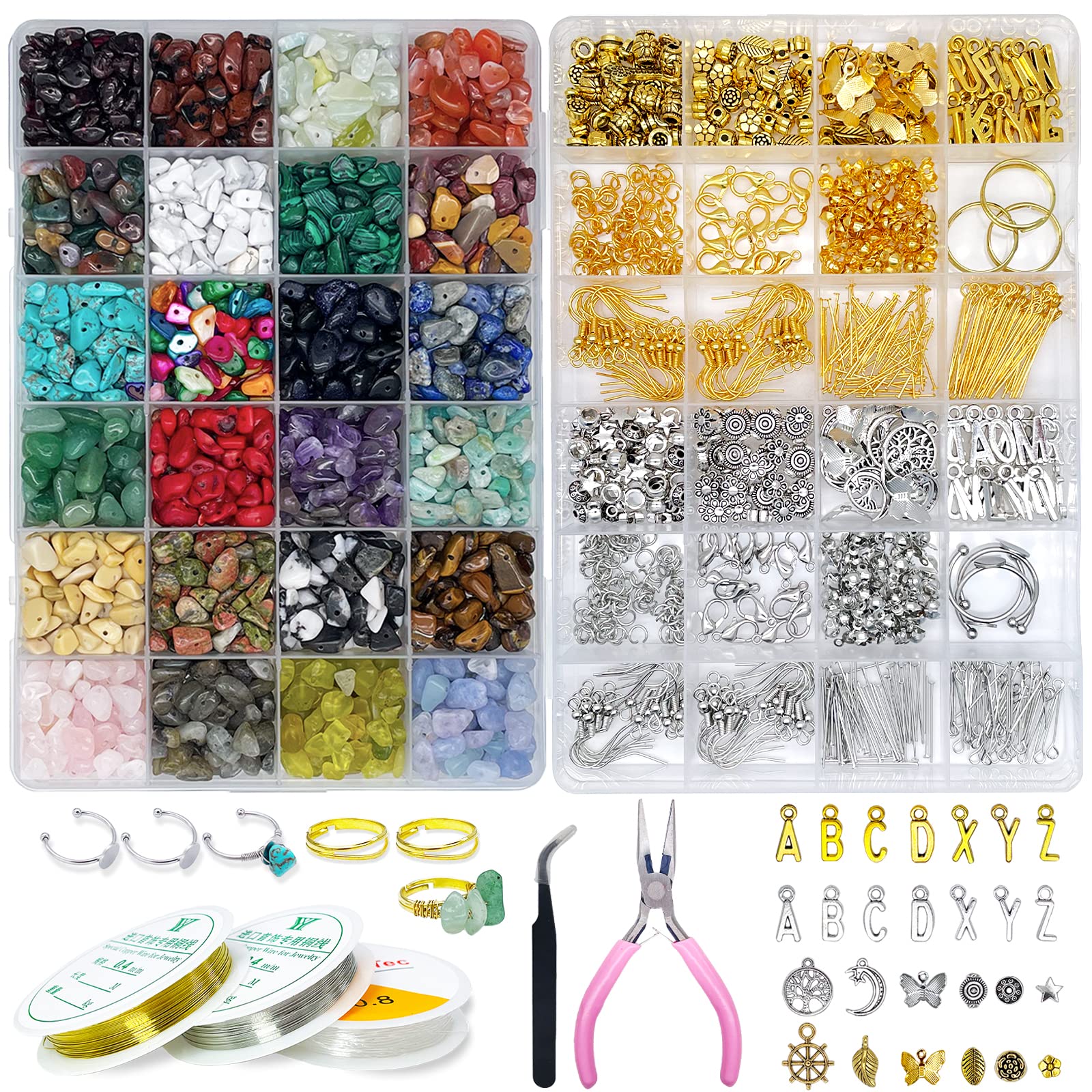 Ygorios Jewelry Making Kit for Adults - 1760 PCS Crystal Beads & Jewelry Supplies with 960 PCS Beads, 800 PCS Findings, DIY Bracelet & Earring Making Kit (Crystal) - Perfect for DIY Crafts, Gifts, and Creative Jewelry Design at Home