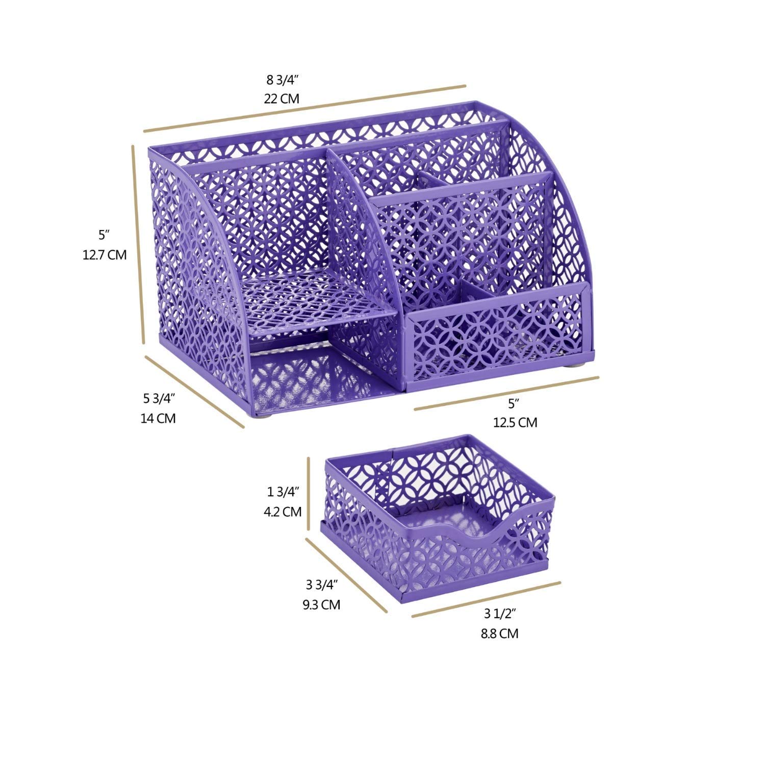 Anova Mesh Desk Organizer - 7 Compartments with Drawer, Pen & Candy Holder for Office & Home Organization (Purple)